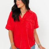 Washed Pocket Tee | Scarlet
