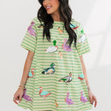 Green Stripe Cotton Duck Dress | Queen Of Sparkles