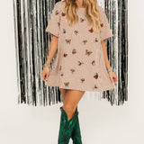 Brown Plaid Butterfly Short Sleeve Dress | Queen Of Sparkles