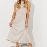 Beige Full Rhinestone Active Midi Dress | Queen Of Sparkles