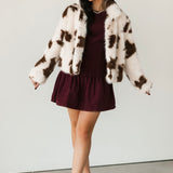 Faux Fur Jacket | Cow Print