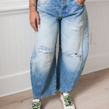 Good Luck Mid Rise Barrel Jeans | Barnyard Blue