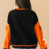 Multi Ruffle Lace Trim Pumpkin & Bat Sweatshirt | Queen Of Sparkles