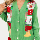Green Mrs.Clause Button Up Cardigan | Queen Of Sparkles