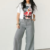 Houndstooth Wide Leg Pants | Black