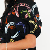 Black Rainbow 'Derby Queen' Horse Shoe Cotton Tie Dress | Queen Of Sparkles