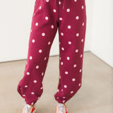 Polka Dot Joggers | Maroon & Pink