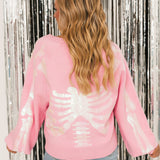 Light Pink Skeleton Button Up Cardigan | Queen Of Sparkles