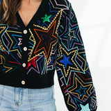 Black Multi Star Cardigan | Queen Of Sparkles