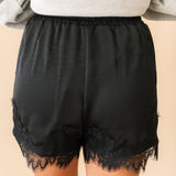Lace Trim Shorts | Black