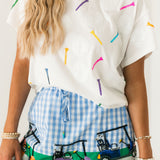 Blue & White Gingham Golf Cart Skort | Queen Of Sparkles
