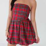 Holiday Plaid Mini Dress | Red