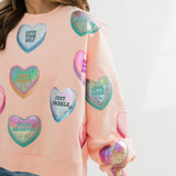 Light Pink Positive Candy Hearts Sweatshirt