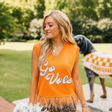 Licensed Tennessee 'Go Vols' Feather Bottom Tank Sweater | Queen Of Sparkles