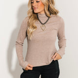 Essential Ribbed Mock Neck Top | Mocha