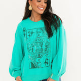 Emerald Green Queen Card Logo Sweatshirt | Queen Of Sparkles
