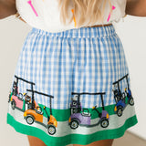 Blue & White Gingham Golf Cart Skort | Queen Of Sparkles