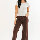 High Rise Crop Pants | Brown