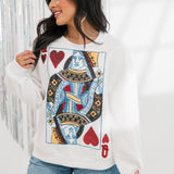 White Queen Of Hearts Card Sweatshirt