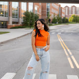 Mock Neck Top | Orange