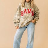 Licensed Bama Mockneck Camo Sweatshirt | Queen Of Sparkles