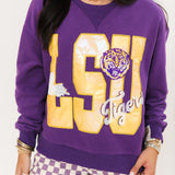 Licensed LSU Metallic Word With Icons Sweatshirt | Queen Of Sparkles