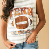 Licensed Tennessee Grey & White Striped Sequin Football Knit Tank | Queen Of Sparkles