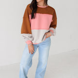 Color Block Sweatshirt | Mocha Blush