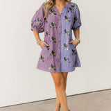 Purple Colorblock Striped Iris Button Up Cotton Dress | Queen Of Sparkles