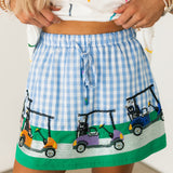 Blue & White Gingham Golf Cart Skort | Queen Of Sparkles