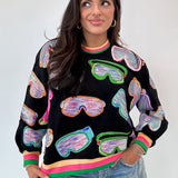 Black Multi Goggle Sport Stripe Sweatshirt