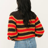 Frankie Cable Striped Pullover | Chocolate Combo