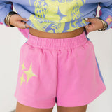 Purple & Pink Colorblock Green QOS Logo Short | Queen Of Sparkles