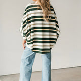 90s Mock Neck Stripe Top | Green