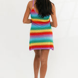 Rainbow Tie Dye Stripe Rhinestone Tank Dress | Queen Of Sparkles
