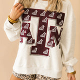 Licensed Texas A&M Oversized Printed Mascot Letter Sweatshirt | Queen Of Sparkles