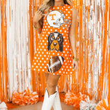 Licensed Tennessee Football & Helmet Icon Polka Dot Tank Dress | Queen Of Sparkles