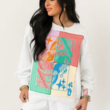 Grey Colorblock Gingham QOS Card Logo Sweatshirt | Queen Of Sparkles