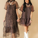 Sheer Overlay Midi Dress | Leopard