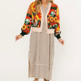 Multi Farm With Knit Sunflowers Button Up Cardigan | Queen Of Sparkles