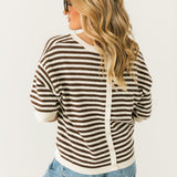 Saylor Stripe Sweater Top | Chocolate