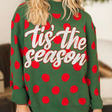 Green & Red Polka Dot 'Tis The Season' Turtleneck Sweater | Queen Of Sparkles