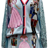 Light Blue Nutcracker And Clara Shard Sequin Sleeve Cardigan