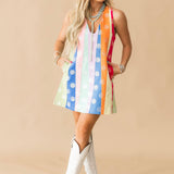 Multi Stripe Clear Sequin Polka Dot Tank Dress | Queen Of Sparkles