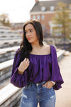 SATIN OFF THE SHOULDER TOP | PURPLE