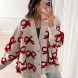 Ribbon Pullover Cardigan | Red