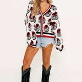 Licensed UGA Knit In Mascot Rhinestone Cardigan | Queen Of Sparkles