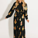 Black & Gold Jeweled Ornament Cotton Tie Midi Dress | Queen Of Sparkles