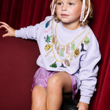KIDS Licensed Lavender Wicked Charm Necklace Sweatshirt | Queen Of Sparkles