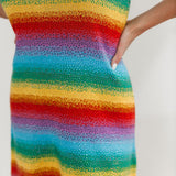 Rainbow Tie Dye Stripe Rhinestone Tank Dress | Queen Of Sparkles
